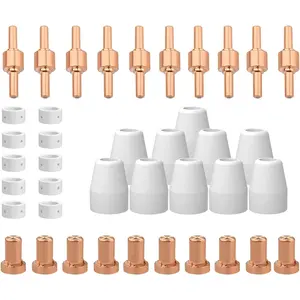 Plasma Consumables fits CUT40 CUT50 with Plasma PT31 LG40 for RBC-4000/4500/5000D 40 PCS Nozzle Electrode Extended Long Tip Shroud Cup