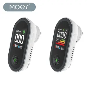 MOES Plug-in Air Quality Monitor with Room Temperature and Humidity Display, Digital Plug-and-Play Zero Setup Sensor & Audio Feedback for Kitchen, Garage, RVs, Apartments