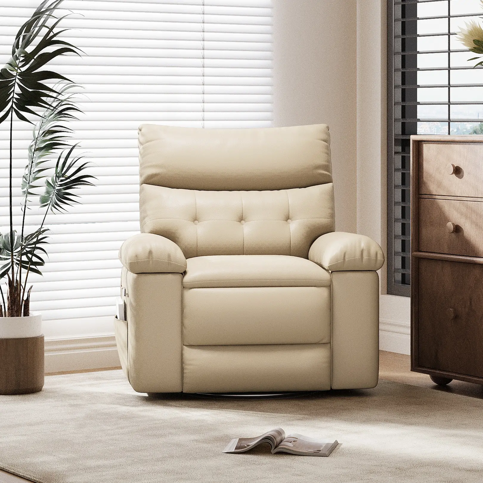 Oversized Wide Recliner Chair - PU Leather Manual Recliner for Adults, 1.5X Sponge Filling and Easy Recline Mechanism, Comfort Lazy Chair