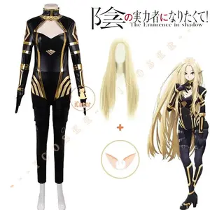 Anime The Eminence In Shadow Alpha Cosplay Costume Wig Uniform Elf Ears Shadow Garden Seven Shadows Halloween Party Women Cos