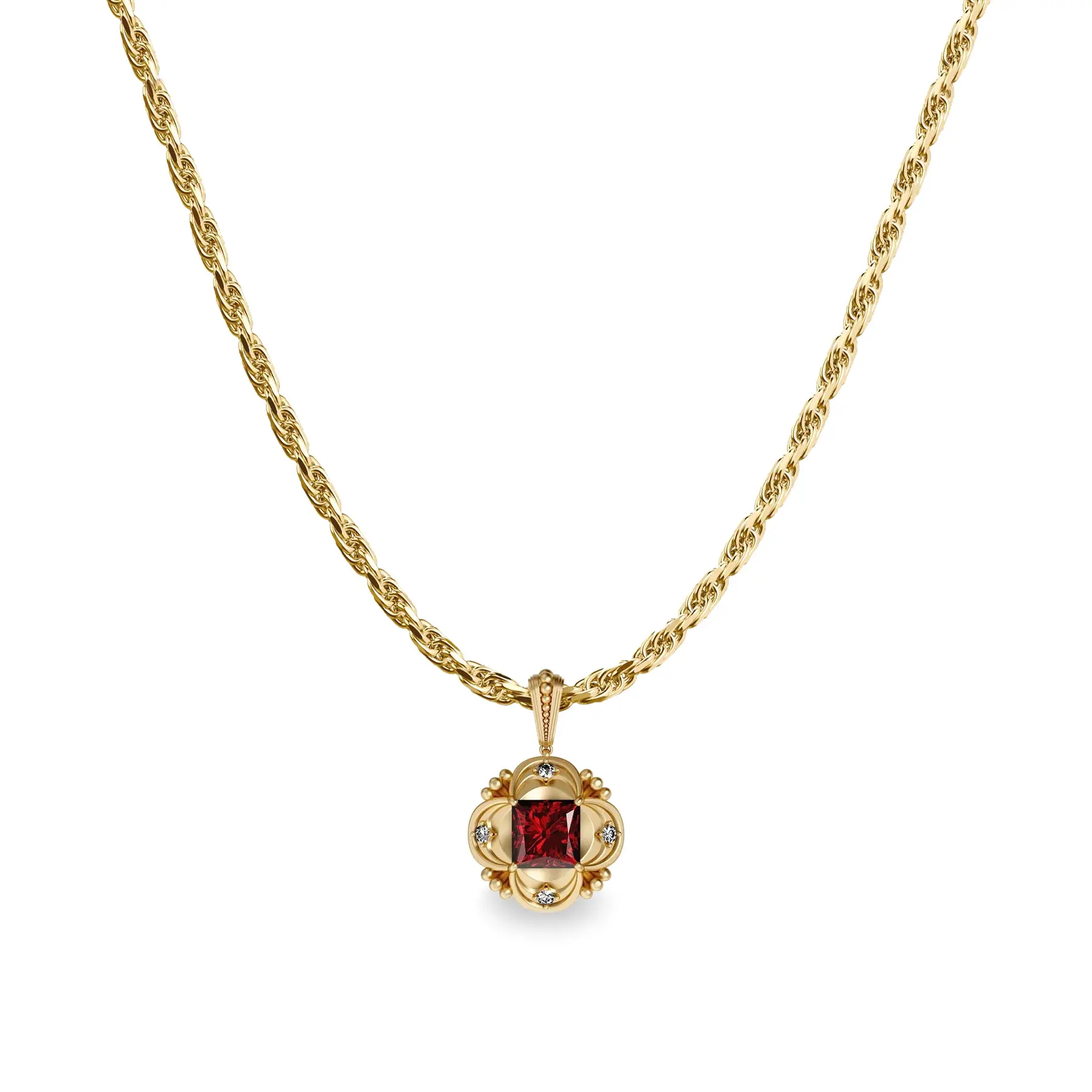 PASCAL Gloriana Regalia Diamond Pendant Necklace for Women & Men Vintage Inspired Jewelry