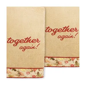 Linum Home Textiles Thanksgiving Together Again - Embroidered