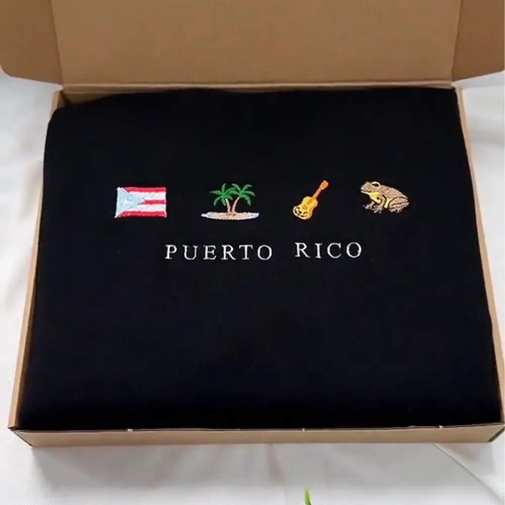 Puerto Rico Embroidered Sweatshirt – Boricua Crewneck with Taino, Coquí, Flag & Island Icons, Latin Heritage Apparel