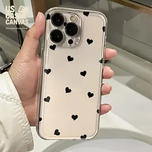 Simple Design Small Love Transparent TPU Shockproof Mobile Phone Case Suitable for Iphone 16/15/14/13/12/11/Xs/Xr/X/7/8/Mini/Pro/Plus/Pro Max Full Package with Precise Hole Position Transparent Case phone  case  lover