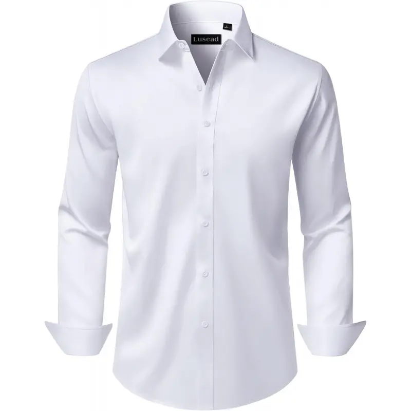 Men's Dress Shirts Long Sleeve Stretch Wrinkle Free Wedding Formal Business Button Down Shirt