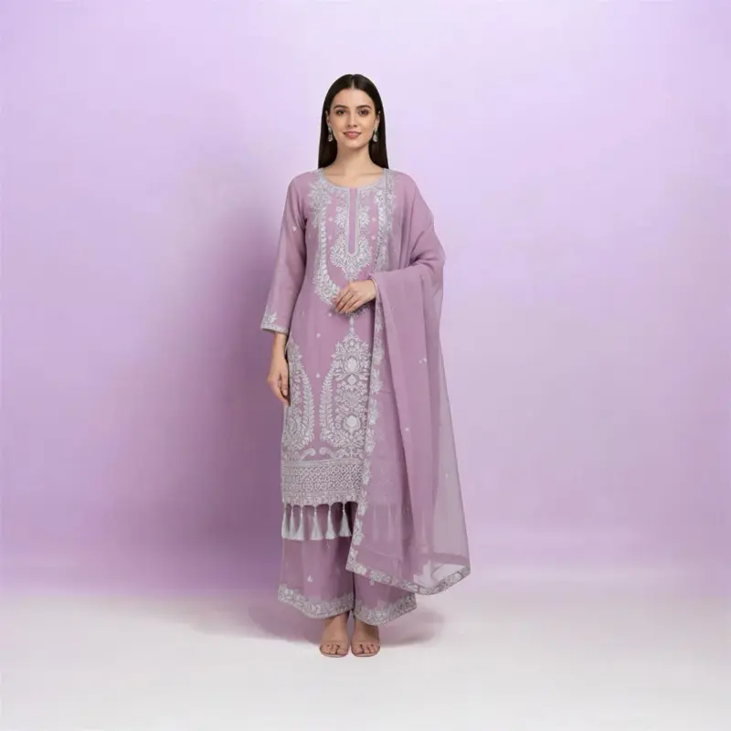 Women's Georgette Plazo Set - Lightweight, Soft, Comfortable for Casual, Party Occasions