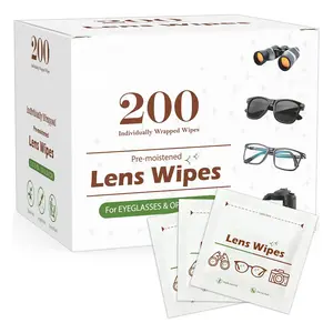 200 Count Lens Wipes for Eyeglasses, Eye Glasses Cleaner Wipes Pre-moistened Individually Wrapped Sracth-Free Streak-Free Eyeglasses Lens Cleaning Wipes for Sunglass, Camera Lens, Goggles