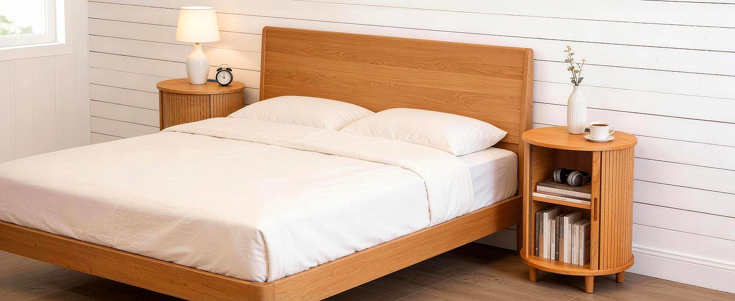 DHH Yellow Oak Round Nightstand with Hidden Storage & Power Strip, 2-Tier Circular Bedside Table with USB, Elegant Accents Table for Home Office & Entryway DHH Yellow Oak Round Nightstand with Hidden Storage & Power Strip, 2-Tier Circular Bedside Table with USB, Elegant Accents Table for Home Office & Entryway