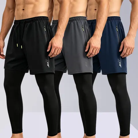 Men's 2-in-1 Running Shorts with Built-in Compression Liner - Quick Dry Wicking, Stretchy Breathable Activewear for Training, Outdoor Sports, Gym