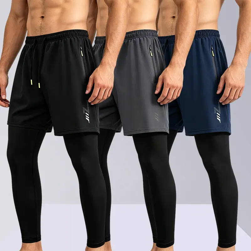 Men's Athletic 2-in-1 Running Shorts with Compression Liner, Quick Dry Active Wicking Fabric for Training