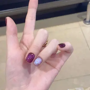 Elegant and Fair Purple Manicure Ins Style Cat Eye Handmade Wearable Nail Art Stickers False Nails