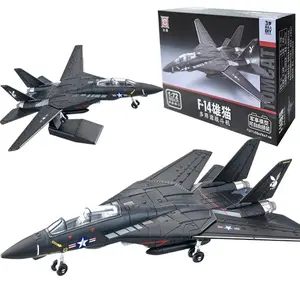 1:72 Creative Military Series Building Blocks DIY Model Kit New Black F14 Panda Multi Purpose Supersonic Fighter Model Toys For Kids Xmas Gifts