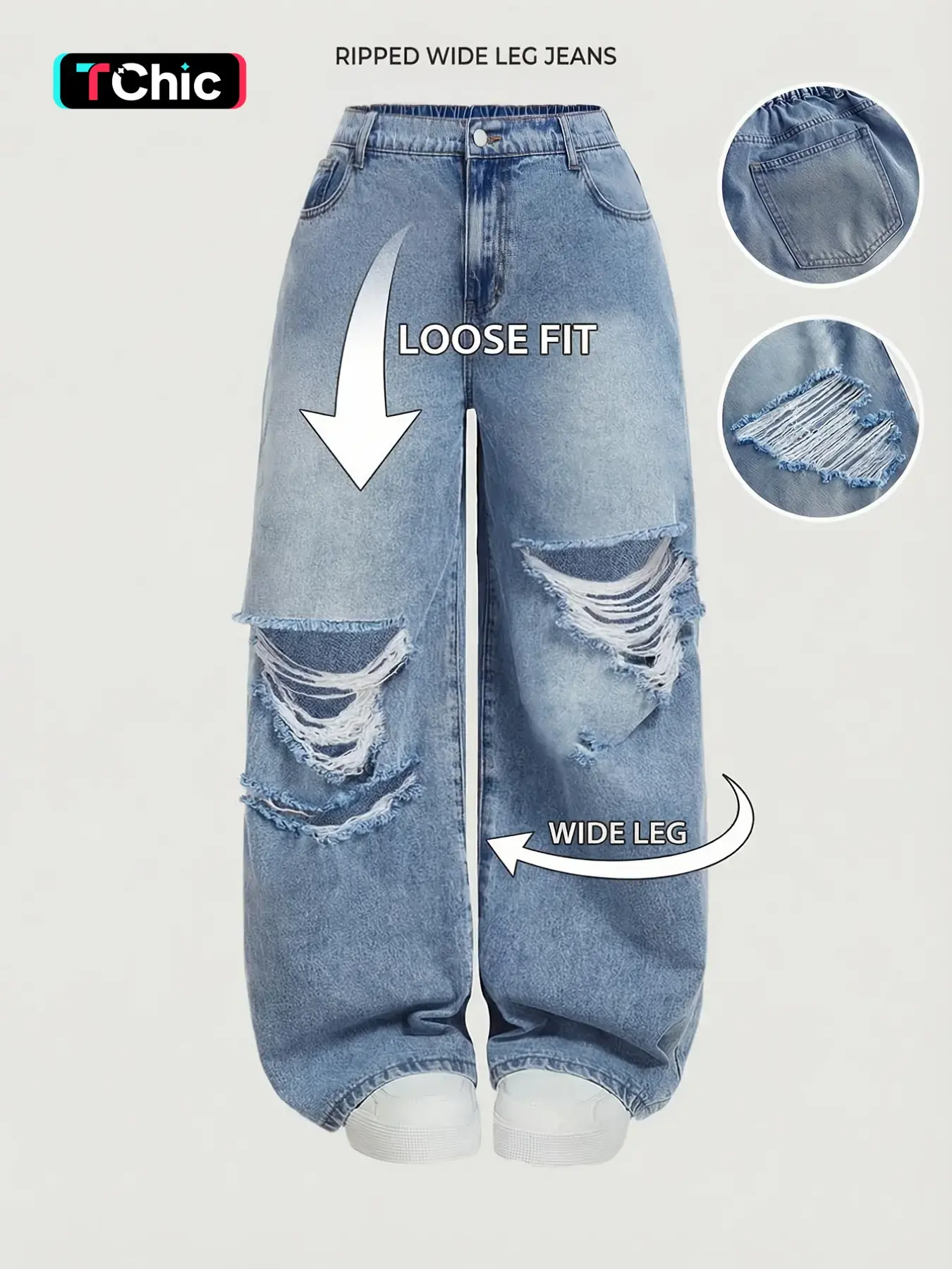 Women's Denim Jean Long Pants Fashion Design Spring Summer Ripped Fitted Breathable Comfort Casual Streetwear, Zipper Fly Closure, All Seasons