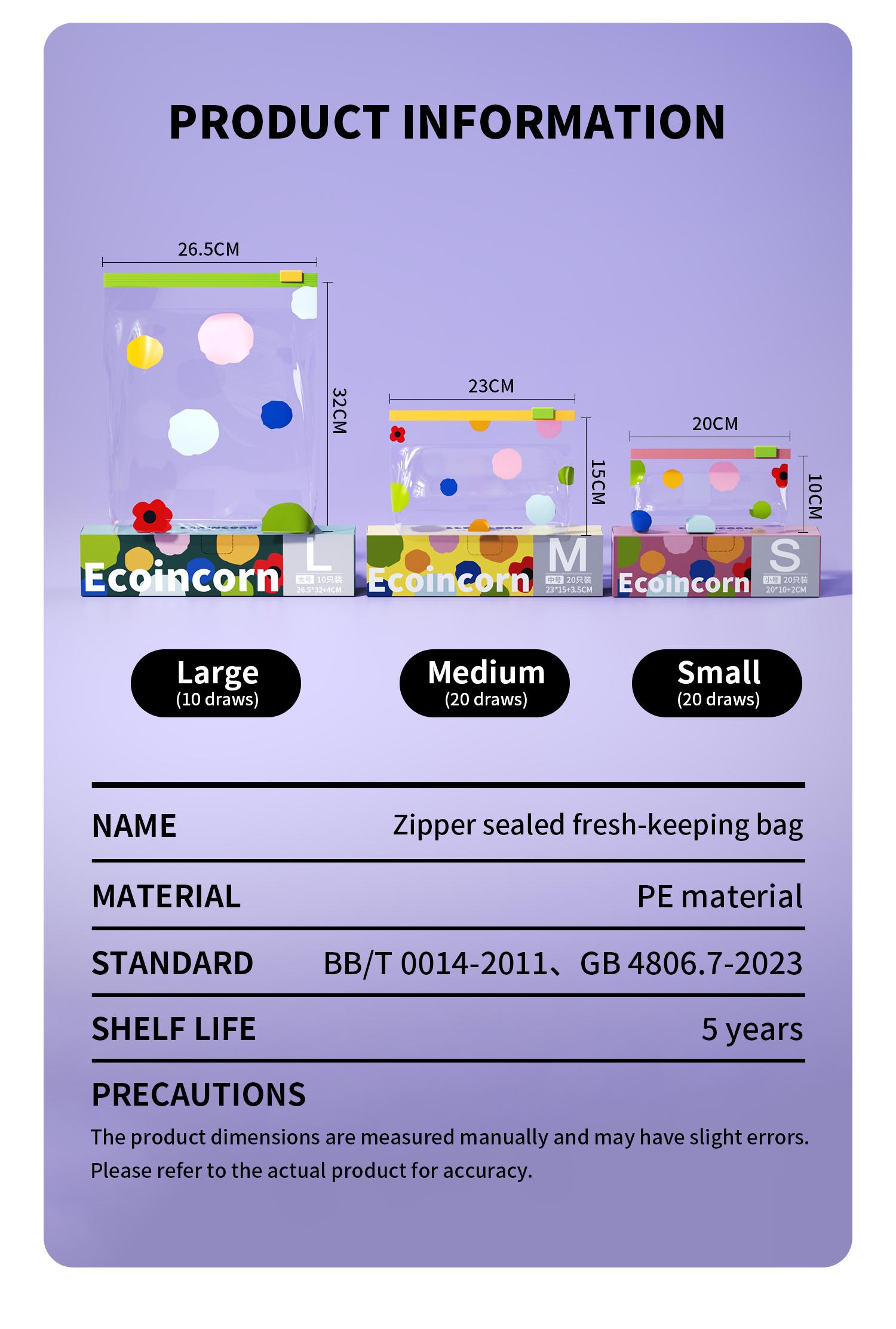 20pcs/Box S/M/L Sizes Freezer Sealable Storage Bags, Refrigerator Portion Bags, Food Packaging, Reusable, Food Cabinet Odor-proof Bags, Sa Dressing Sealed Fresh Bags, Thickened Household Self-sealing Zipper Bags