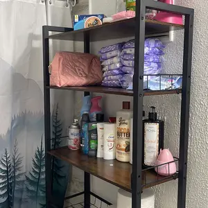 3/4-Tier Over-The-Toilet Space Saver Organizer Rack, Bathroom Organizing Accessories with Adjustable Shelf, Basket, 3 Towel & Toiletry Hooks for Organizer Storage,dorm essentials,home decor