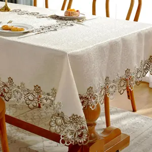 Lace Tablecloth, Rectangle Tablecloth, 1 Count Solid Color Elegant Tablecloth, Exquisite Tablecloth for Home Kitchen Dining Room Coffee Shop Decor