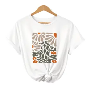 Abstract Retro Flower T-Shirt – Botanical Graphic Design, Boho Wildflower Style