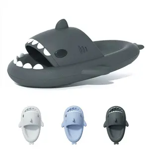 Shark Design Women's Slippers, Unisex Non-Slip Summer Beach Cloud Slide, Open Toe Cute Soft Cushion Platform Slippers Indoor and Outdoor Girl Walking Shoes