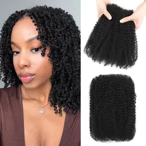 Afro Kinkys Bulk Human Hair 30g/Pack for Mini Twist, Braiding Hair for Dreadlocks, Loc Repair, Twists, Dreadlock Extensions No Short Hair  Black 14 Inch
