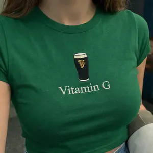 Vitamin G Baby Tee - St Patricks Day Baby tee - Irish Y2k Merch - Vintage Y2k Top - Shamrock Baby Tee - Lucky Shirt