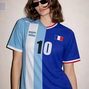 Personalized Half & Half Soccer Jersey, Custom Binational Football Shirt with Name and Number