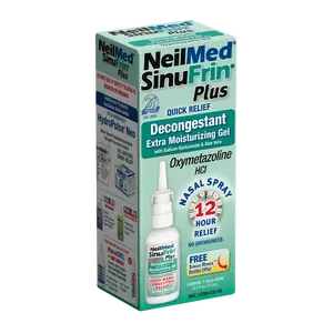NeilMed SinuFrin Plus Nasal Decongestant Gel Spray - Extra Moisturizing with Sodium Hyaluronate & Aloe Vera for 12 Hour Relief