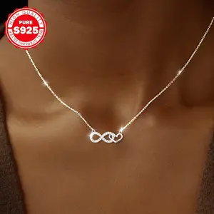 Valentine's Day gift, an infinite buckle heart-shaped necklace, s925 pure silver, representing blessings of love, high-end fashion, suitable as accessories for banquets, can be paired with skirts, is the perfect choice for Valentine's Day gifts for partne