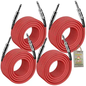 FAT TOAD 4-Pack 50FT DJ PA Speaker Cables | Professional 1/4-Inch Male to Male Audio Patch Cords | 12 AWG Gauge Wire for Amps, Studio Recording & Performance Stage Gear
