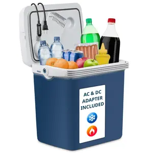 Ivation 27 Quart (25 L) Portable Thermoelectric Fridge with Handle for Vehicles & Trucks - 110V AC Home Power Cord & 12V Car Adapter for Camping, Travel & Picnics
