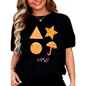 100% Cotton Unisex Squid Game Sugar Honey Combs Blood Cookies Round Neck Short Sleeve T-Shirt Women's Men Graphic Tee