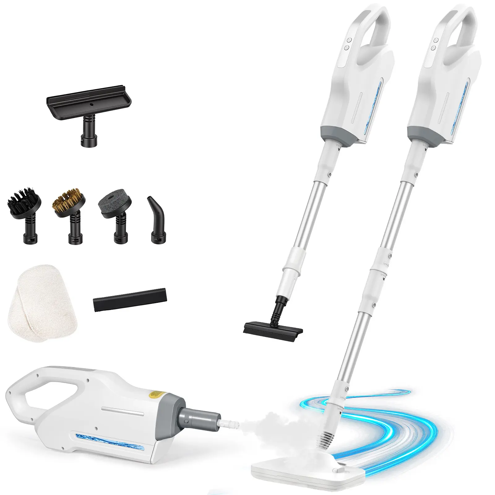 Detachable Handheld Steam Mop 2-Level Adjustable Steam Swivel Head Multi-Surface Cleaner for Floors Tiles Carpets BBQ Grills and Car Cleaning