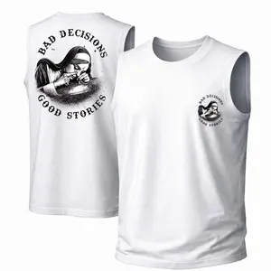 Men's Cotton Sleeveless Tank Top - Bad Decisions, Good Stories Printed Style. This Is A Casual Item Suitable For Both Men And Women, Especially Perfect For Spring And Summer; The Cool Print And Classic Crew Neck Cut