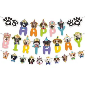 Pet Birthday Party Decoration Banner, Dog Cat Party Pull Flag, Cute Animal Theme Decor, Perfect for Pet Celebrations