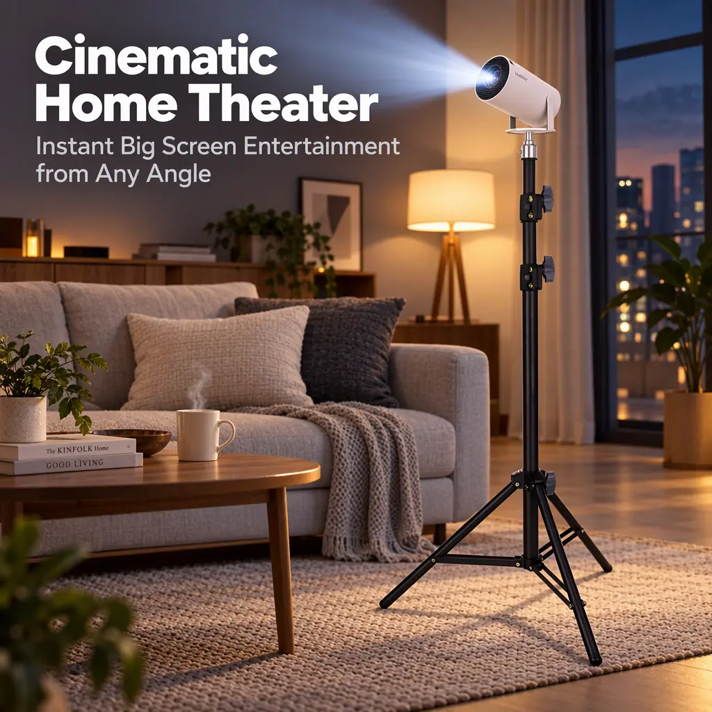Multi-Function Floor Tripod Stand with 1/4" Screw, 2 Choices: Stand Only or 3IN1 Kit(Stand+Ballhead+Phone Holder),54-162cm Adjustable,11Lbs Load for Projector Camera Fill Light portable projector stand