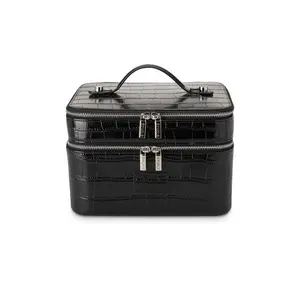 ETOILE COLLECTIVE Duo Vanity Case in Noir Croc