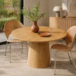 ARCH 43 inch Wooden circular dining table, modern minimalist round table, MDF colored table,