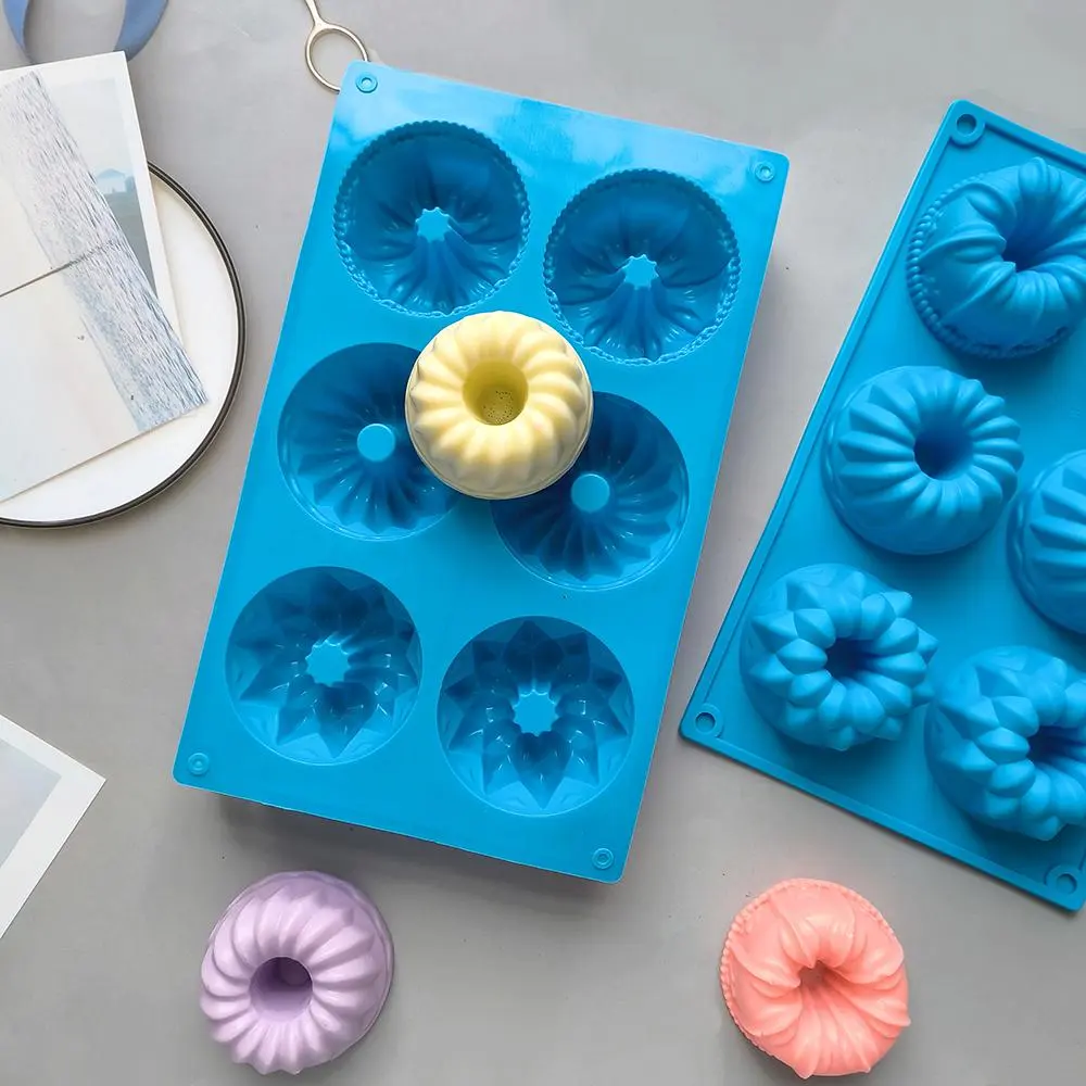 Cake Mold, 2 Counts 6 Cavity Baking Mold, Non-stick Baking Tool for Cupcakes, Donuts, Corn Bread, Brownies and Jelly, Silicone Molds