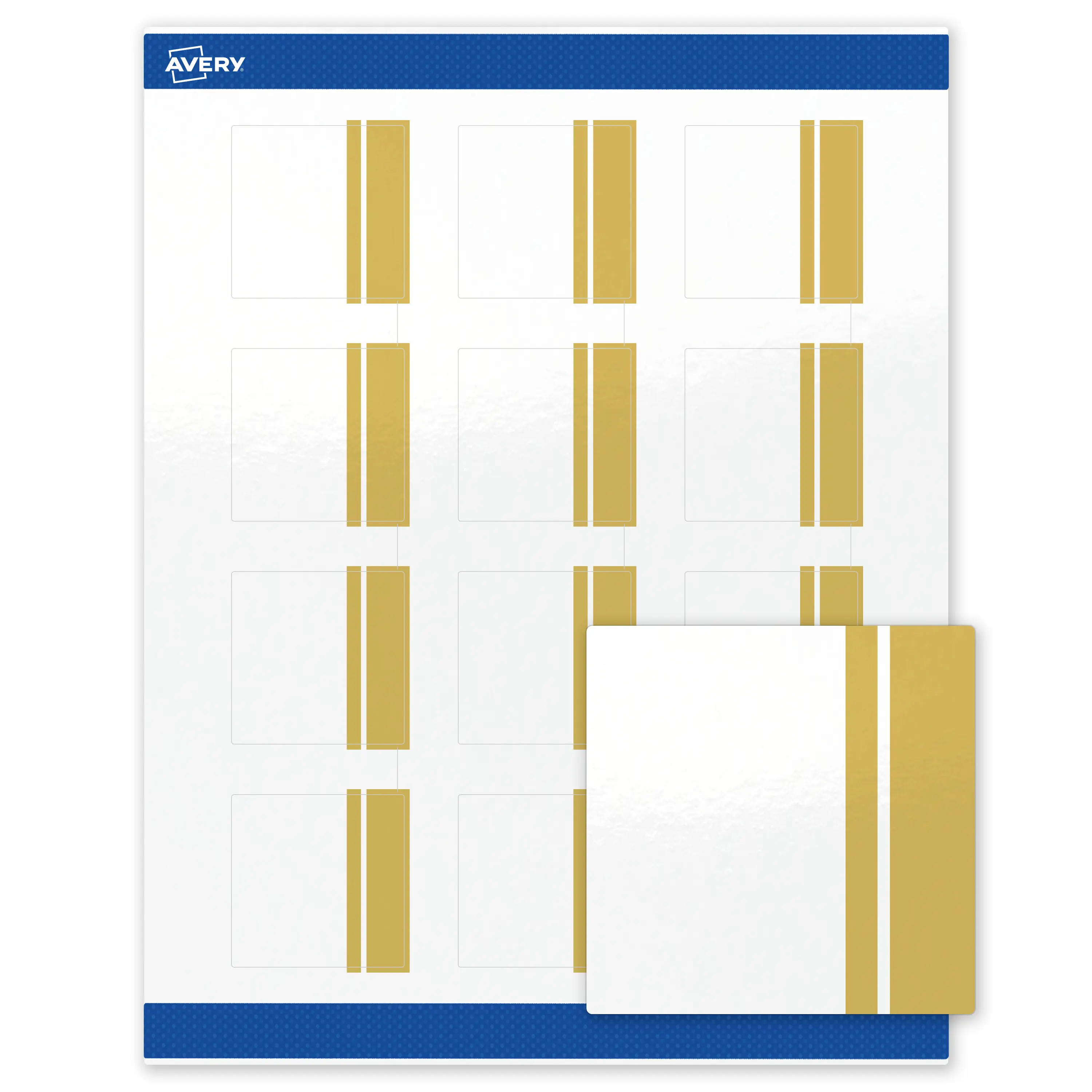 Avery Printable Square Labels, Gold Double-Dipped Edge, 2" x 2", Glossy White Square Labels, Permanent, Laser/Inkjet, 120ct, Great for Product Labels