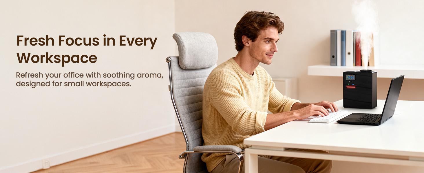 Waterless Essential Oil Diffuser 5000 Sq.Ft Coverage for Large Home, Hotel, or Office, 200ml Cold Air Scent Diffuser Machine with Bluetooth App Control, Quiet No-Heat HVAC Fragrance Diffuser