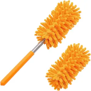 Microfiber Duster for Cleaning,Hand Washable Dusters with 2pcs Replaceable Microfiber Head, Extendable Pole, Detachable Cleaning Supplies for Office, Car, Window, Furniture, Ceiling Fan Household