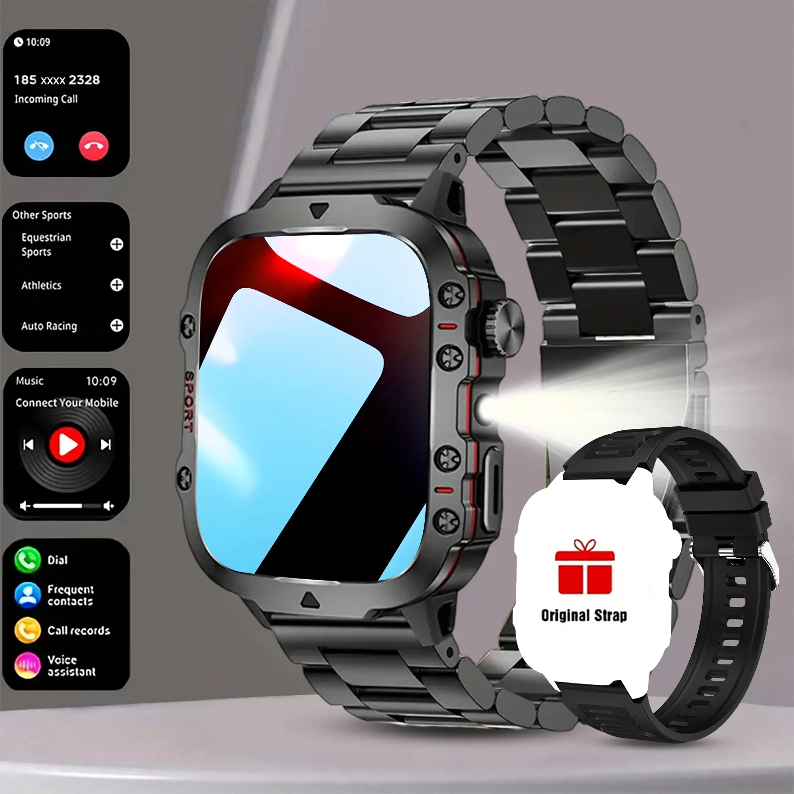 Durable Outdoor LED Smart Watch, Sports Smartwatches, 2026 New Upgraded, Wireless Calling, Multiple Sports Modes for Outdoor Sports, Sedentary Reminder & Message Push, Information Alerts & Weather Alert, TFT Display & Alarm Clock, Digital Smart Watch