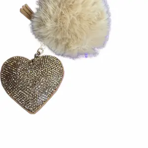 Tan Heart with Puff Bag Charm or Keychain - Perfect for Accessory Lovers