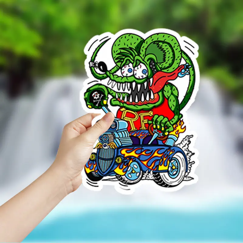 1PC Funny Mechanical Green Rat Logo Sticker, Funny Stickers For Stationery, Personal Small Items, Decor