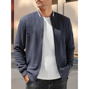 Men's Zipper Stand Collar Hoodie Casual Plaid Cardigan Hoodie Light Jacket Sport Cardigan Fashion Baseball Coat Windproof Cycling Jogging Long Sleeve