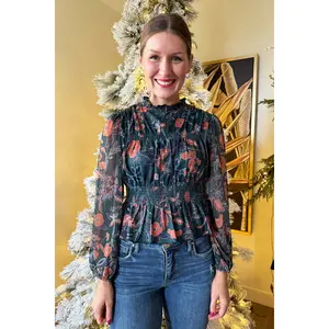 Floral Printed Peplum Knit Top