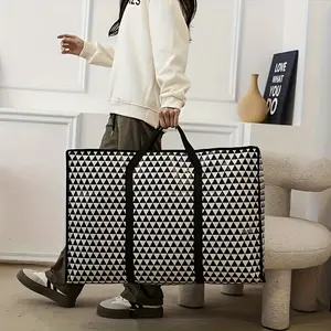 Student Moving Waterproof Reinforced Large Capacity Luggage Bag, Triangle Pattern Durable Woven Storage Bag