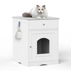 Wooden Cat Litter Box Enclosure – Hidden & Stylish Side Table! Clean
