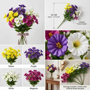 12pcs UV Resistant Artificial Hydrangea & Violet Bouquet, Realistic Long-Stem Flowers for Wedding, Home, Garden & Party Decor, Artificial Bouquets
