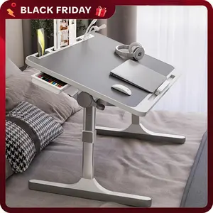 Adjustable Laptop Bed Desk with USB Charging | Foldable Bed Table with Storage Drawer, Handle & Card Slot | for Remote Workers, Students in Dormitory