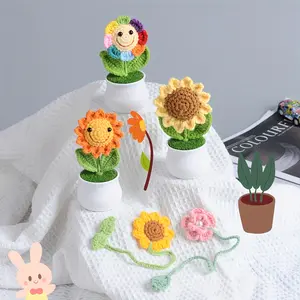 Handmade Crochet Flower Set 7pcs Decorative Knitted Flora for Employee Appreciation Girls Best Friend Gift Crochet Plushies Miniature Items